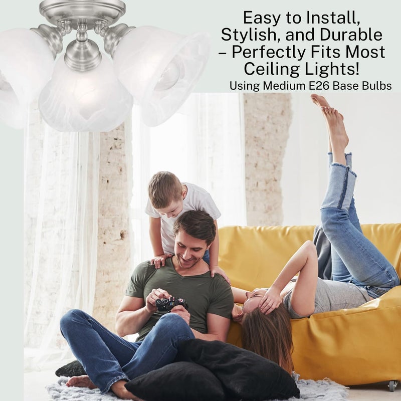 LIGHTACCENTS 4-Pack Ceiling Fan Light Covers -white Alabaster Glass Shade Lamp Replacement Kit For Ceiling Fan Light Kits. Glass Lamp Shade Replacement Used For Ceiling Fan Globe Replacement - Image 4